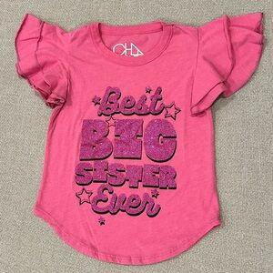 Chaser Girls Super Soft Vintage Jersey Flutter Sleeve Best Big Sis Shirttail Tee